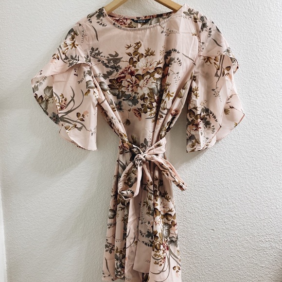 shein pink floral dress